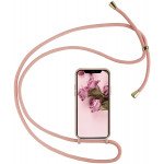 Wholesale Crossbody Lanyard Neck Strap Adjustable Necklace Pro Silicone Case Bag for iPhone 12 Pro Max 6.7 (Pink)